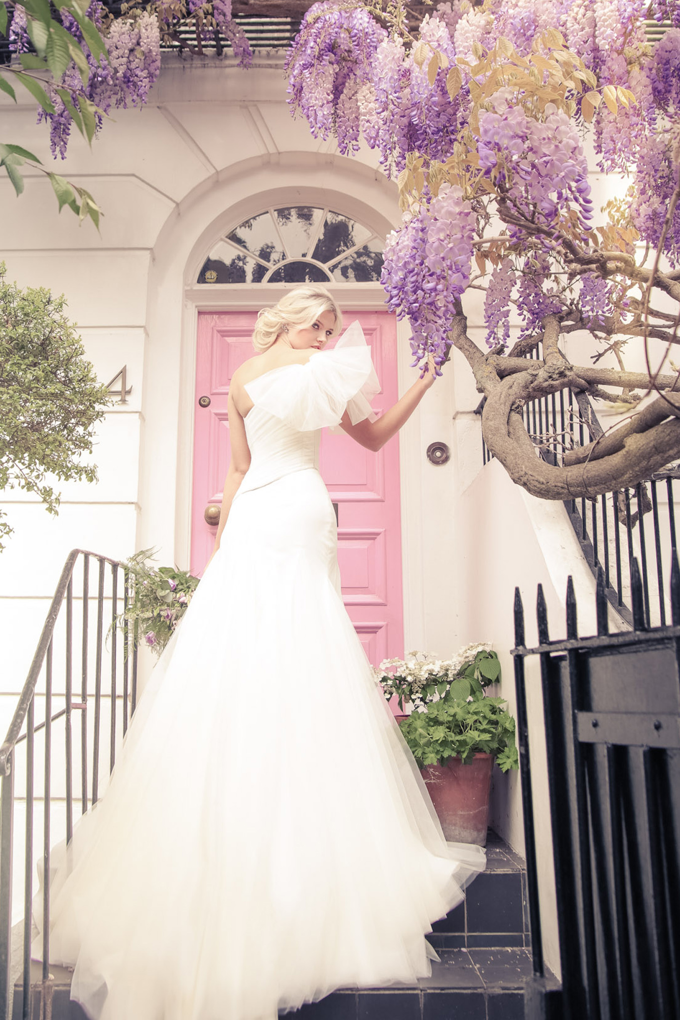 Bespoke, Ivory, Tulle, Corseted Wedding Dress with Layered Tulle Trumpet Skirt